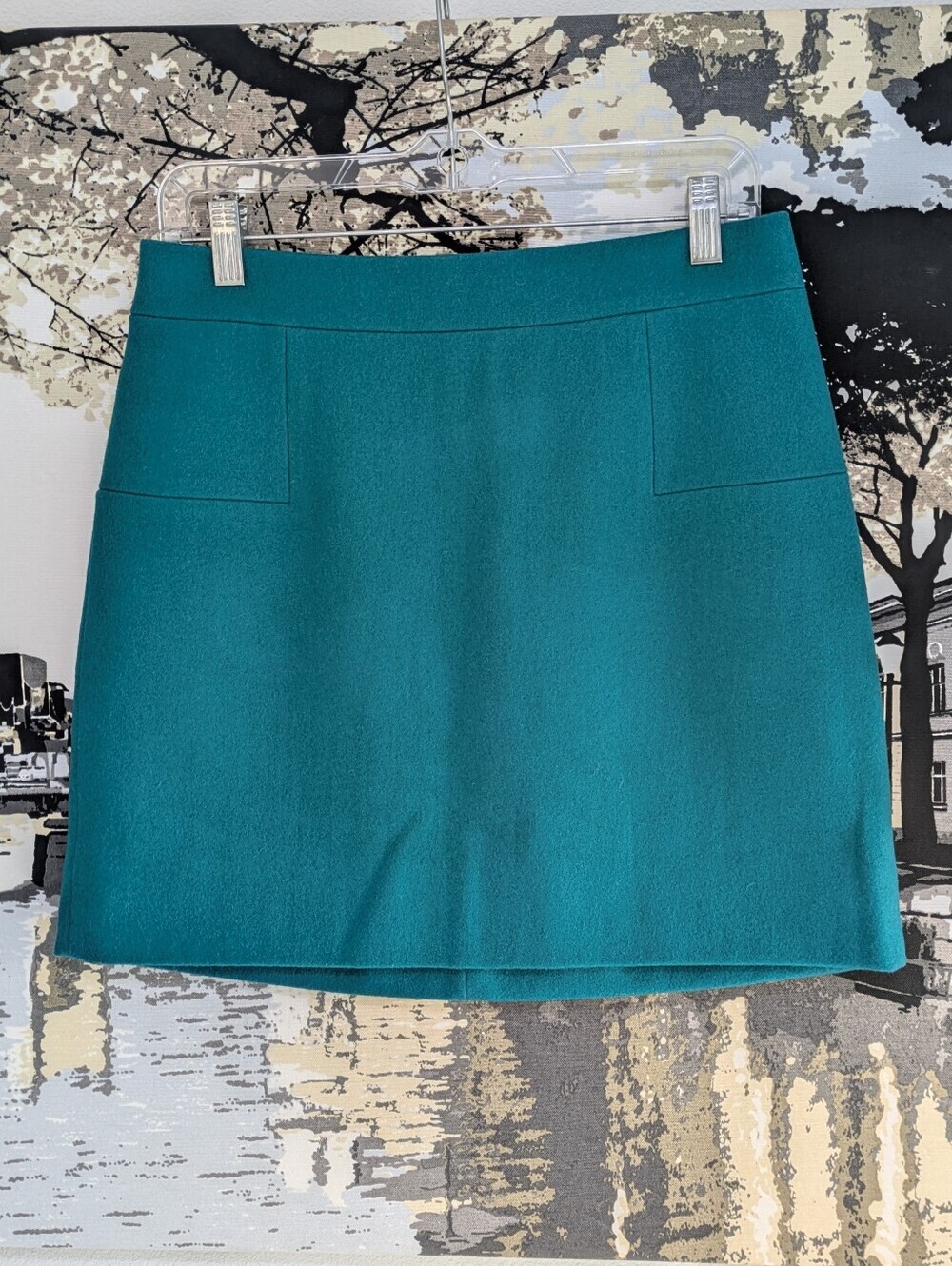 J. Crew Skirt Womens Emerald Green Wool Blend Zip Back Lined Sz 6 Business EUC